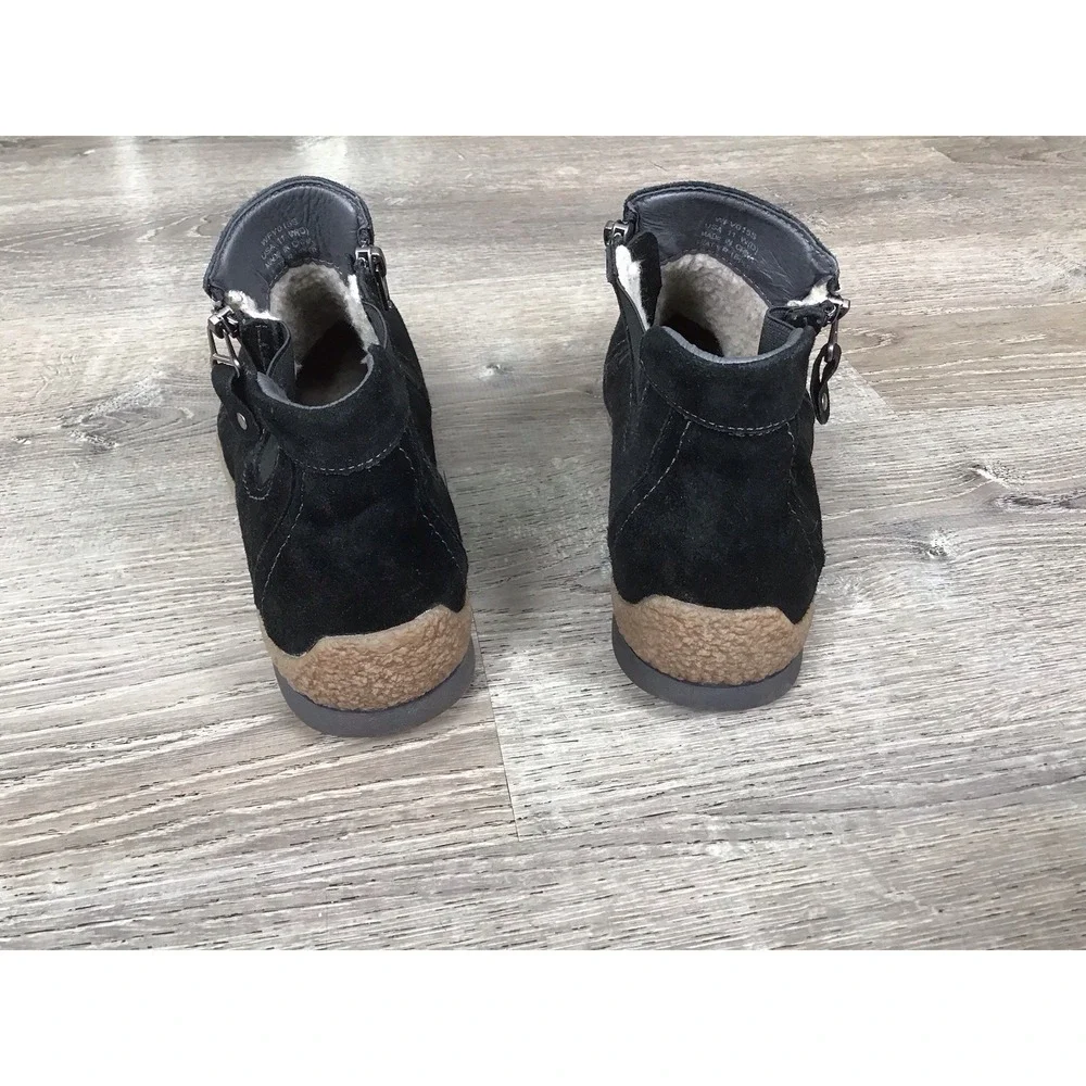 Propet Womens Size 11 W Wide WFV015S Black Doretta Side-Zip Suede Booties